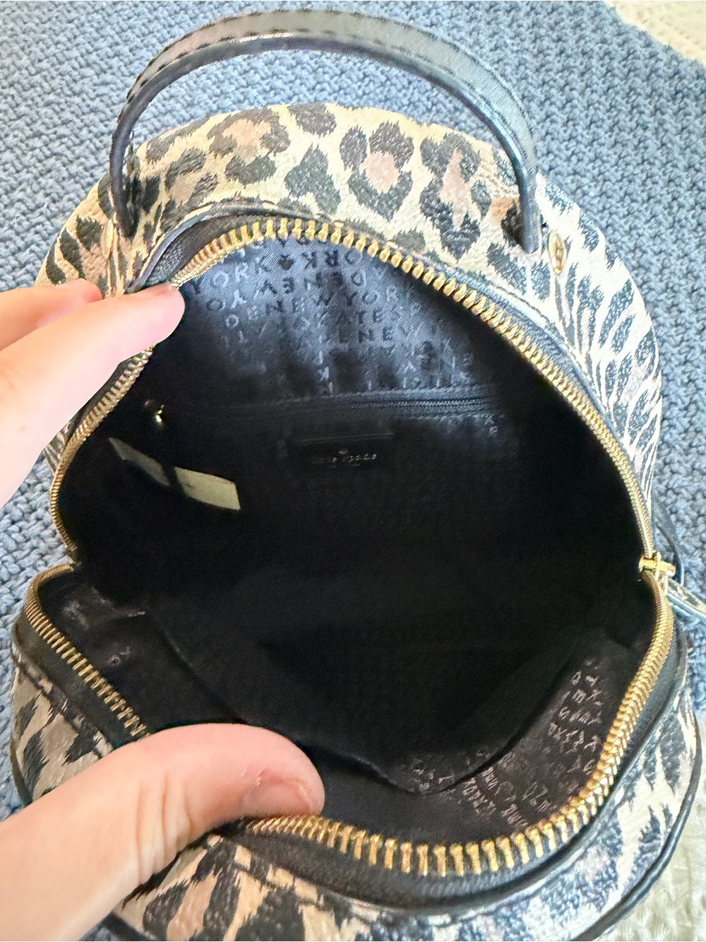 kate spade Black Leather Mini Backpack with Leopard Sides - Picture 8 of 8
